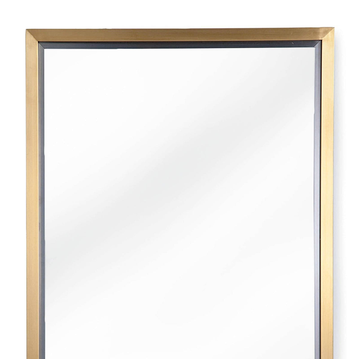 Minimalist 48x24 inch rectangle mirror with a subtle natural brass frame.