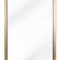 Minimalist rectangle mirror with a subtle natural brass frame, 48"H x 24"W.