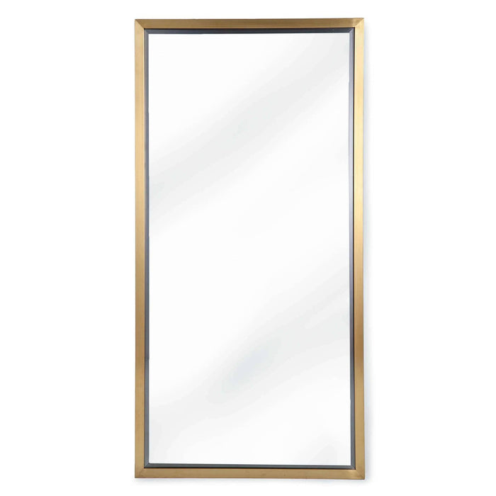 Minimalist 48x24 inch rectangle mirror with a subtle natural brass frame.