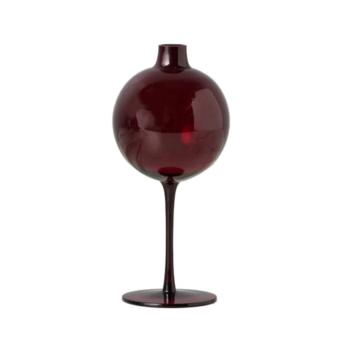 Red Medium Wine Glass Vase | Bone & Brass