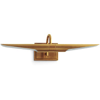 Redford Small Natural Brass Picture Light, a classic museum-style fixture with a rotating light source.