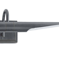 Redford Small Picture Light in oil rubbed bronze steel, 22" wide, with a rotating light source.