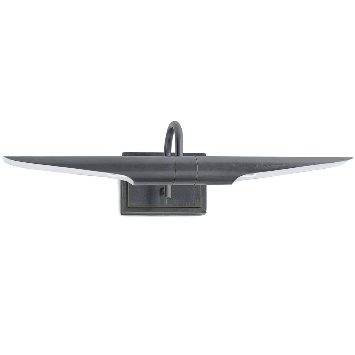 Redford Small Picture Light, oil rubbed bronze steel, 22" wide, classic museum-style fixture.