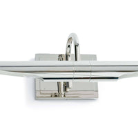 Redford Small Picture Light in polished nickel, 22" wide, with a rotating light source.