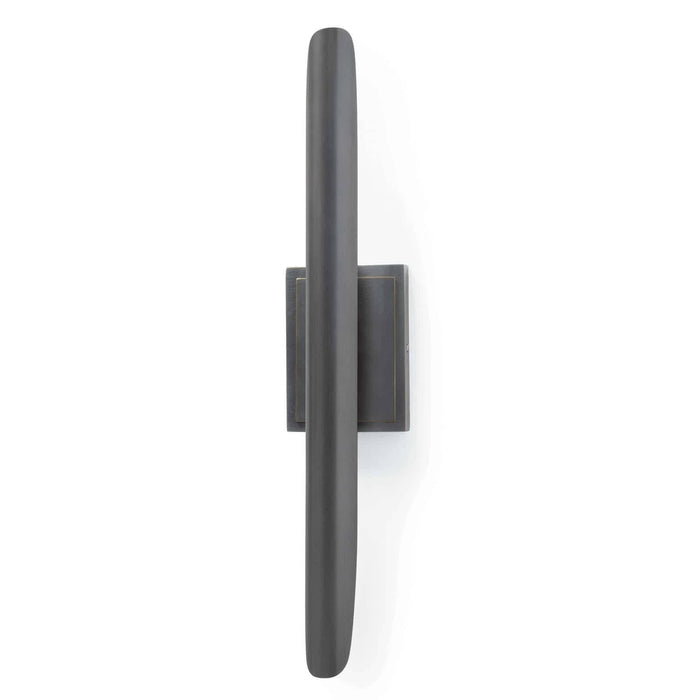 Redford Sconce in oil rubbed bronze, a tall, slender steel wall light with classic modern styling.