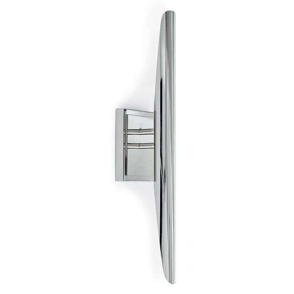 Redford Sconce, a 22" tall polished nickel steel wall light with a sleek, modern design.