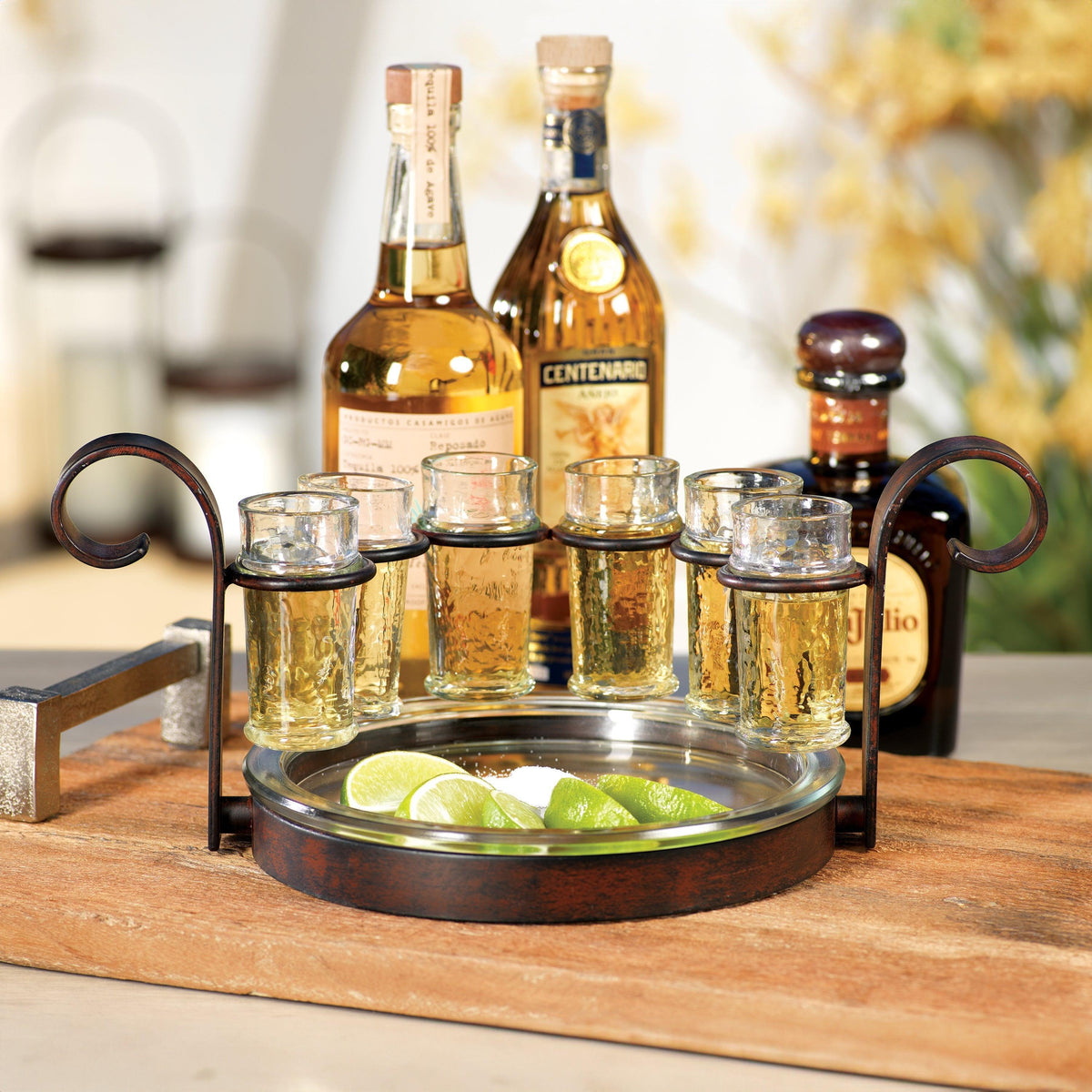 Regale 6-Shot Tequila Serving Set, Bronze - Glass Side View | Bone & Brass