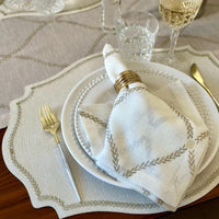 Regent Luminous Embroidered Placemats, Set 4 - Placemat Side View | Bone & Brass