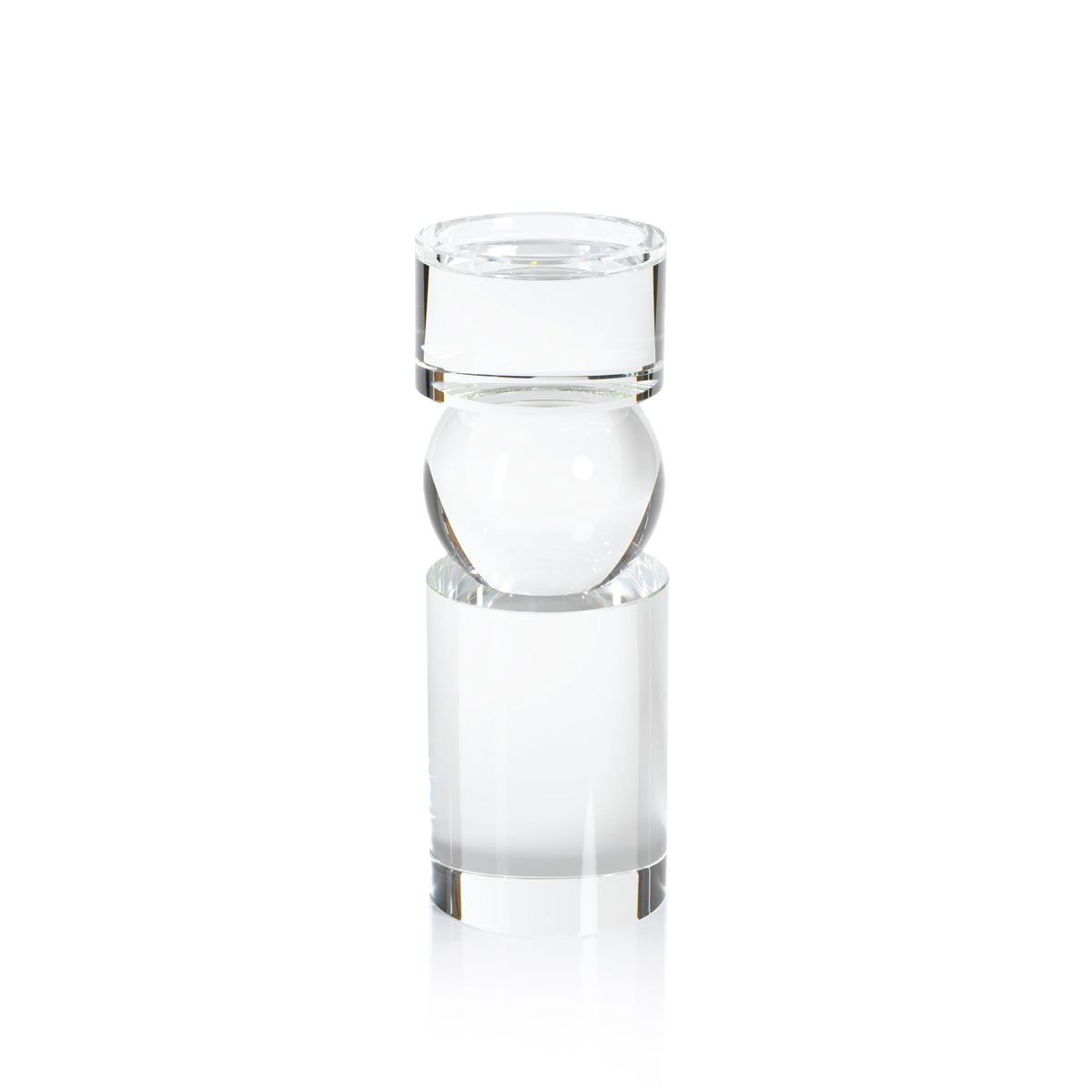 Renoir 11-Inch Tall Clear Crystal Pillar Candle Holder | Bone & Brass