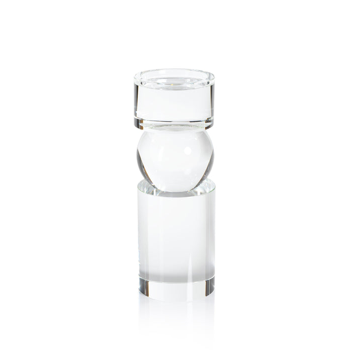 Renoir 11-Inch Tall Clear Crystal Pillar Candle Holder | Bone & Brass
