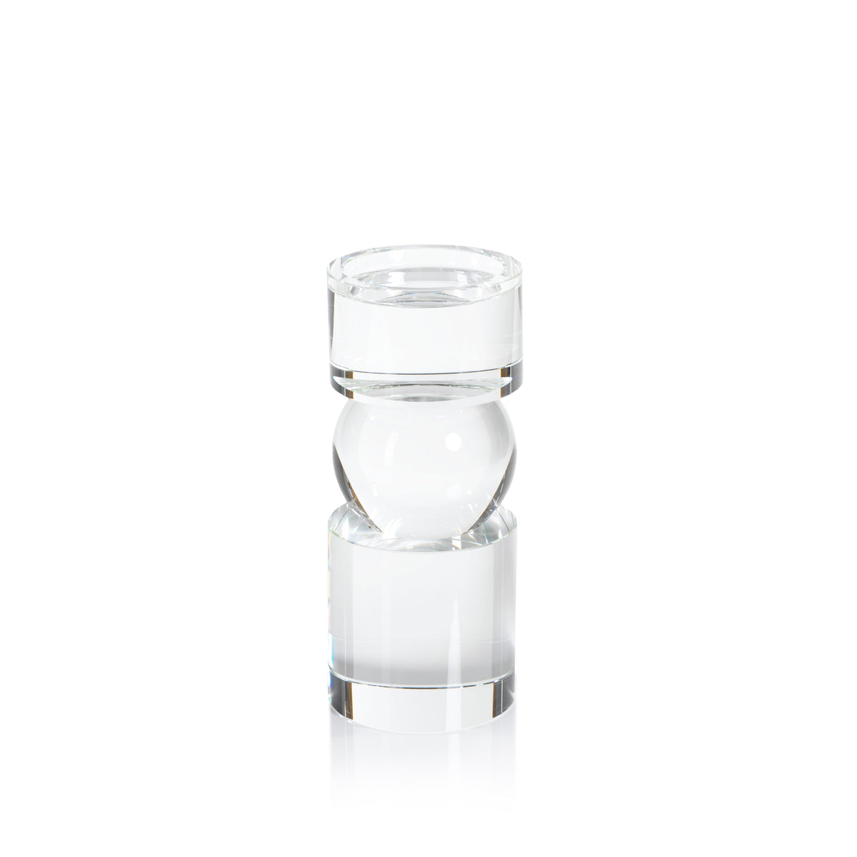 Renoir 9.5-Inch Tall Clear Crystal Pillar Candle Holder | Bone & Brass