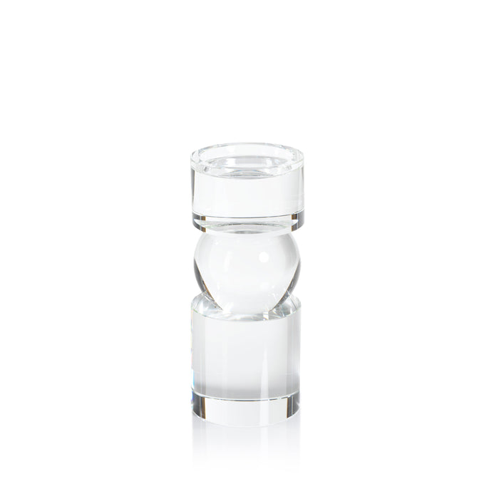 Renoir 9.5-Inch Tall Clear Crystal Pillar Candle Holder | Bone & Brass