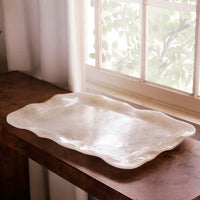 Resin Alabaster Extra Large Rectangular Tray White Swirl - Tray View | Bone & Brass