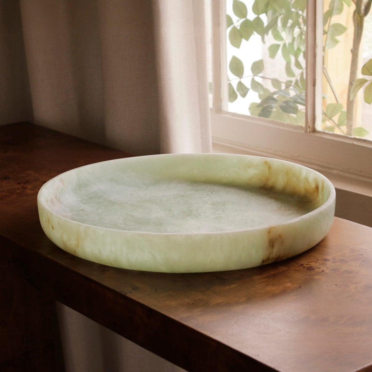 Resin Giada Round Tray Jade Swirl - Tray Top View | Bone & Brass