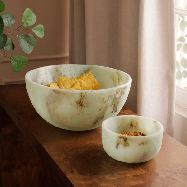 Resin Jade Swirl Giada Large Serving Bowl - Bowl Detail | Bone & Brass