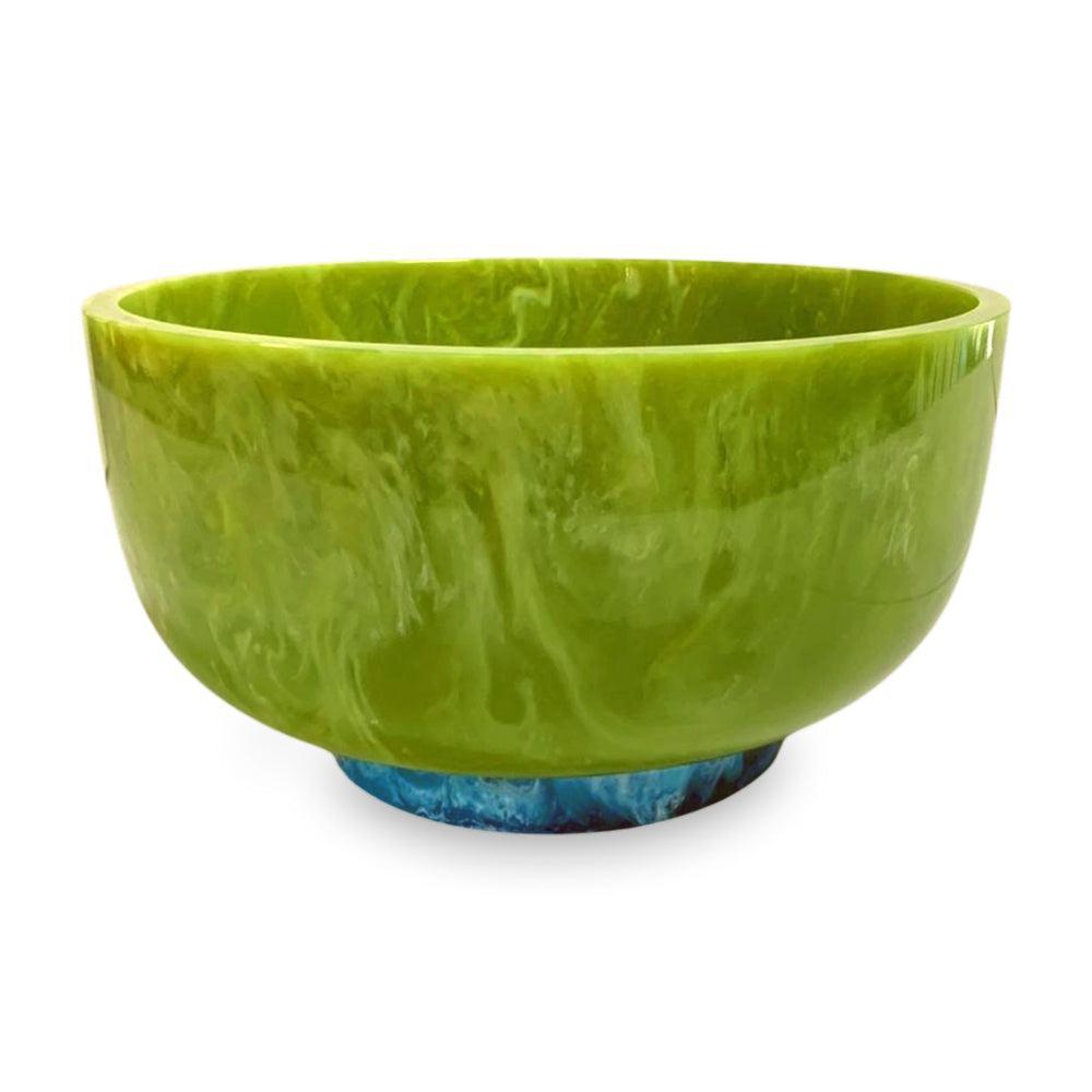 Resin Rio Large Lime Green Bowl w/ Turquoise Base | Bone & Brass