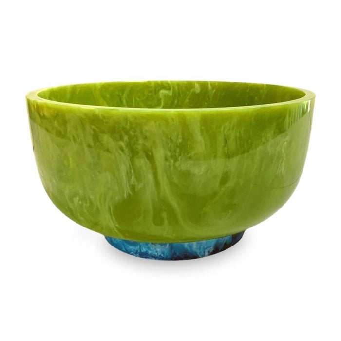 Resin Rio Large Lime Green Bowl w/ Turquoise Base | Bone & Brass