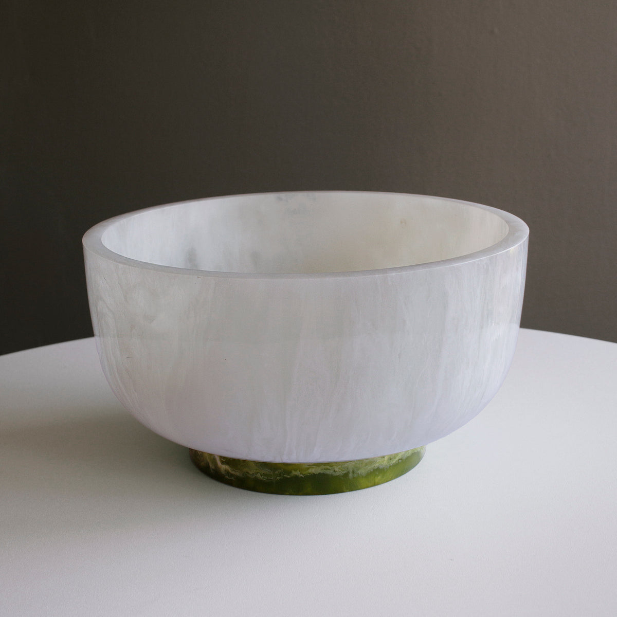 Resin Rio White & Green Large Serving Bowl - Bowl Top View | Bone & Brass