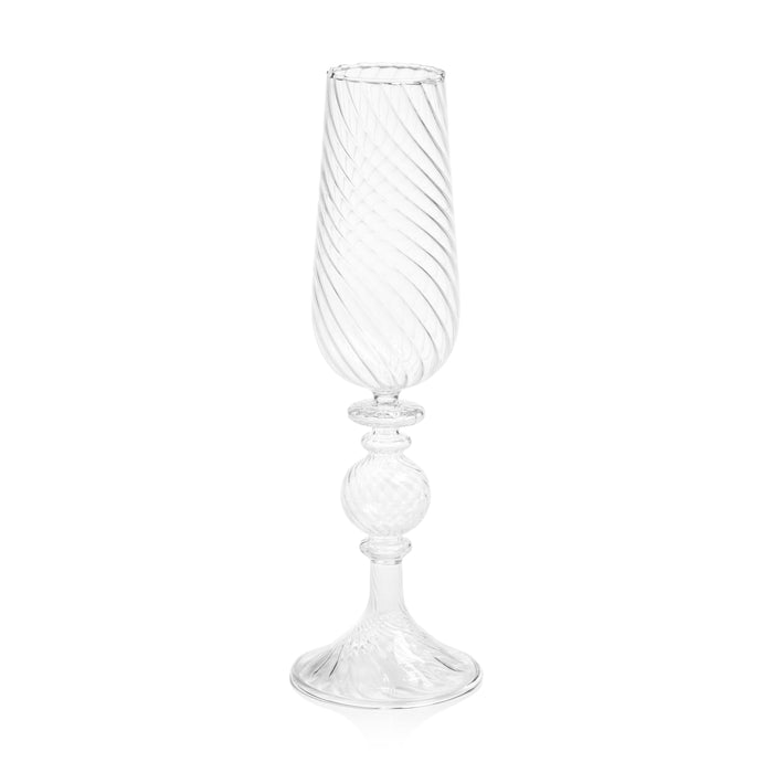 Rialto Twisted Optic Champagne Glasses, Set 4 | Bone & Brass