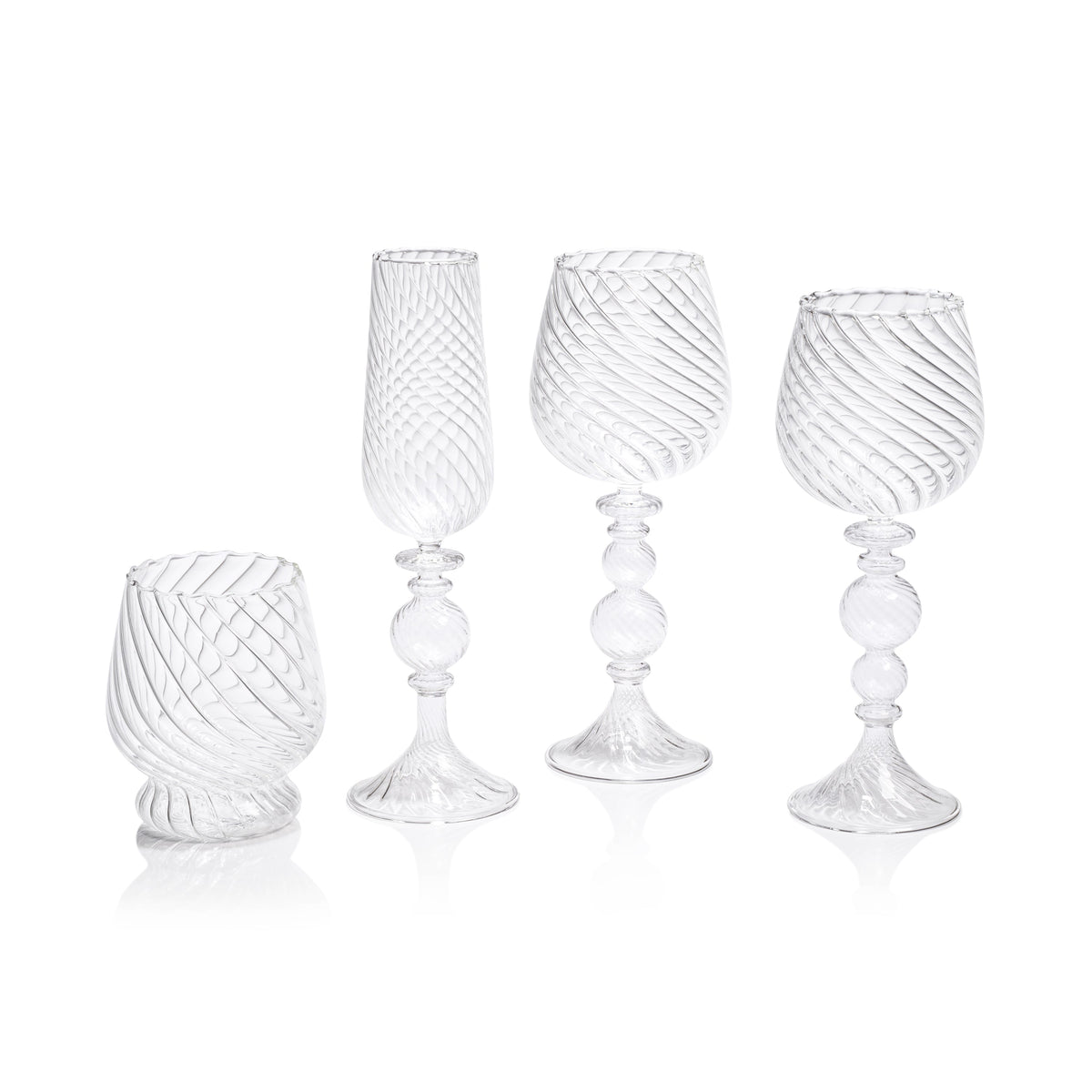 Rialto Twisted Optic Glass Tumblers, Set 4 - Tumbler Close Up | Bone & Brass