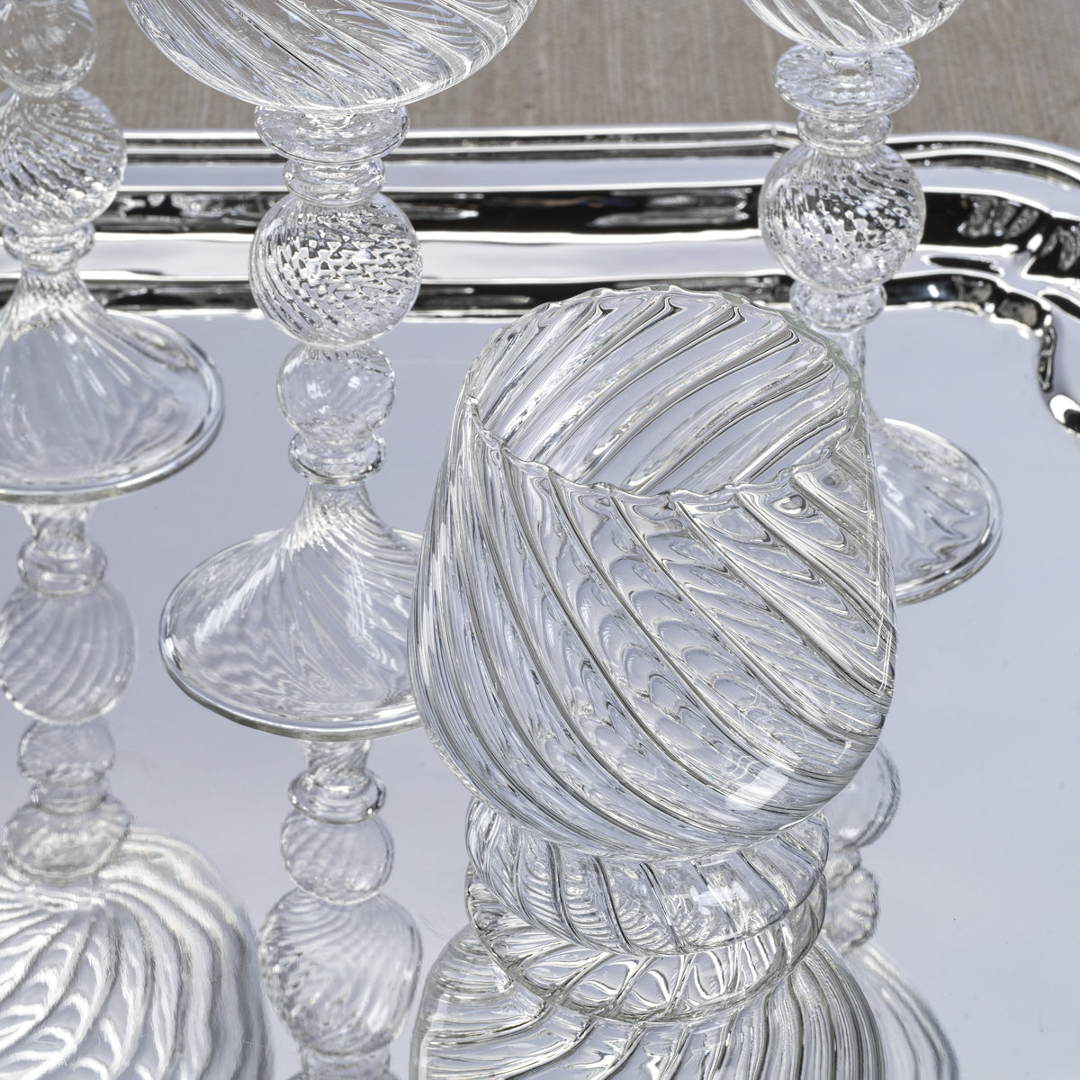 Rialto Twisted Optic Glass Tumblers, Set 4 - Tumbler View | Bone & Brass