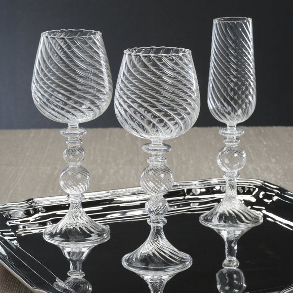 Rialto Twisted Optic White Wine Glasses, Set 4 - Glass Detail | Bone & Brass
