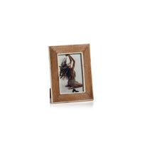 Ribbed Mango Wood Frame White Bone Inside Boarder 4x6 | Bone & Brass