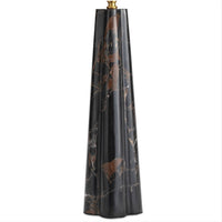 Roman Marble Table Lamp base, crafted from Portoro Black & Gold marble, with a natural brass finial.