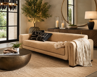 Romer Distressed Nubuck Tan Leather Sofa