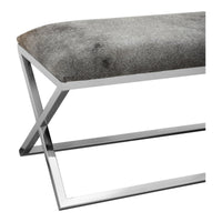 Rossi Grey Cowhide Upholstered Bench - Ottoman Top View | Bone & Brass
