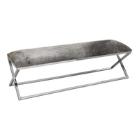 Rossi Grey Cowhide Upholstered Bench | Bone & Brass