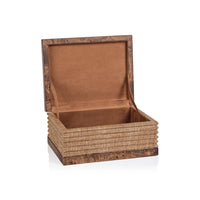 Rosso Burlwood & Raffia Decorative Box, Small - Box Interior View | Bone & Brass