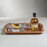 Rosso Leather & Raffia Serving Tray, Large - Tray Detail | Bone & Brass