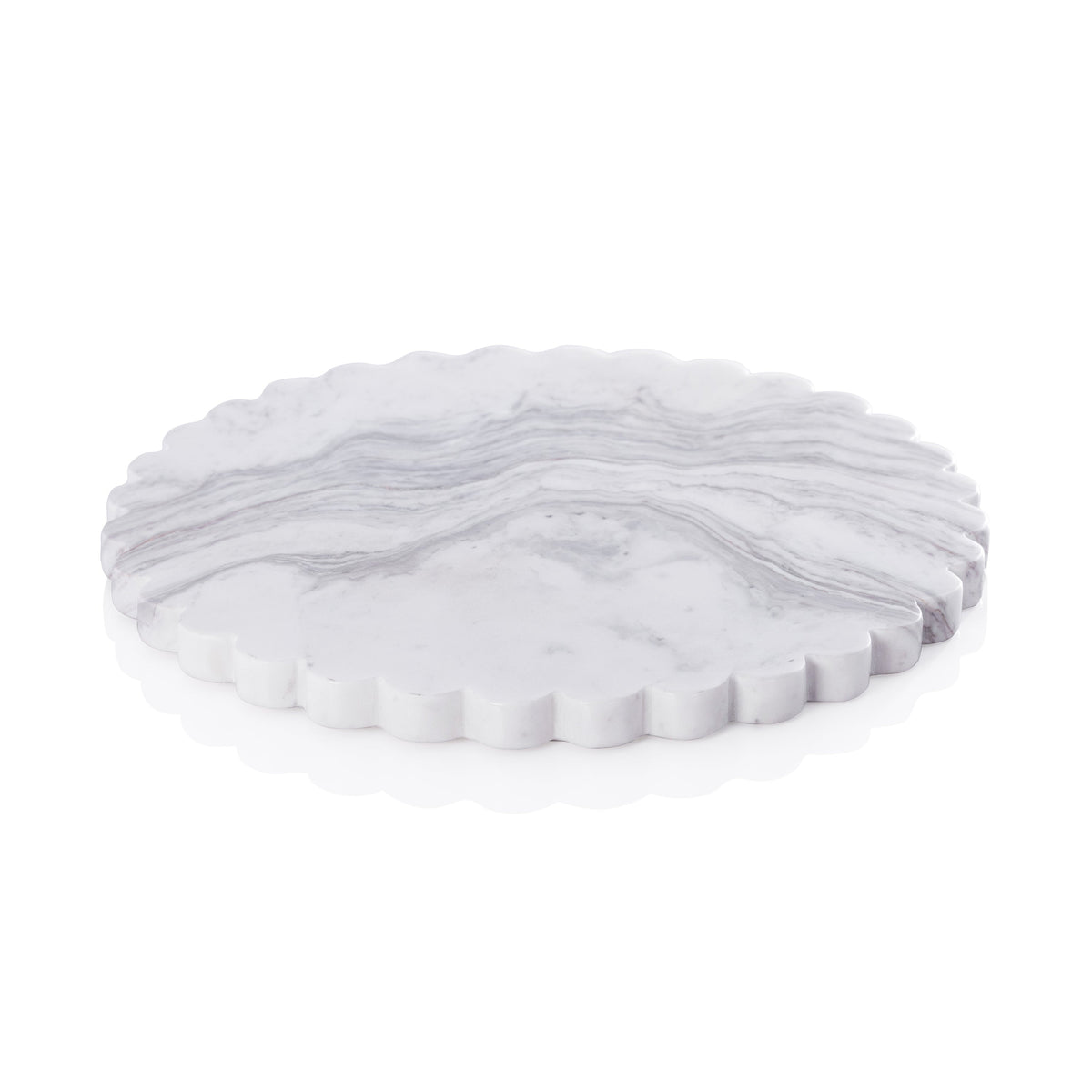 Round Scalloped Marble Serving Board | Bone & Brass