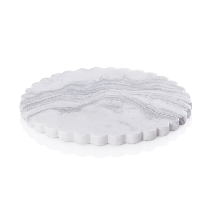 Round Scalloped Marble Serving Board | Bone & Brass
