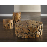 Round Teak Slice Coffee Table - Table Side View | Bone & Brass