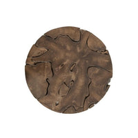 Round Teak Slice Coffee Table - Table Top View | Bone & Brass