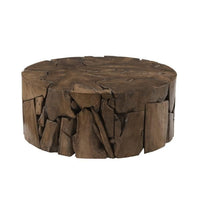 Round Teak Slice Coffee Table | Bone & Brass