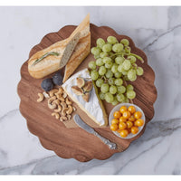Round Scalloped Wood Charcuterie Board - Board Top View | Bone & Brass