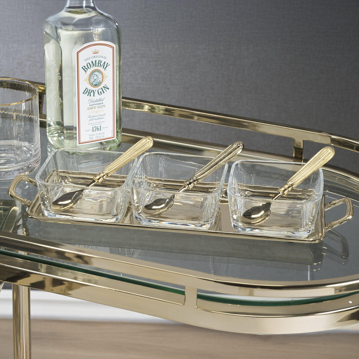 Roussillon Brass Condiment Set Spoons - Dish Detail | Bone & Brass