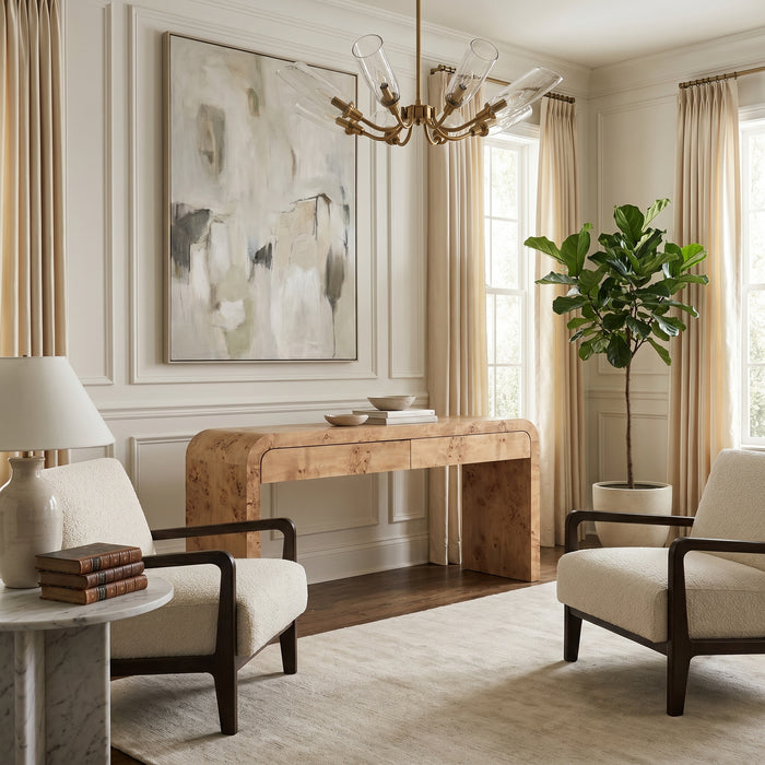 Rowena Burl Console Table - Table Side View | Bone & Brass
