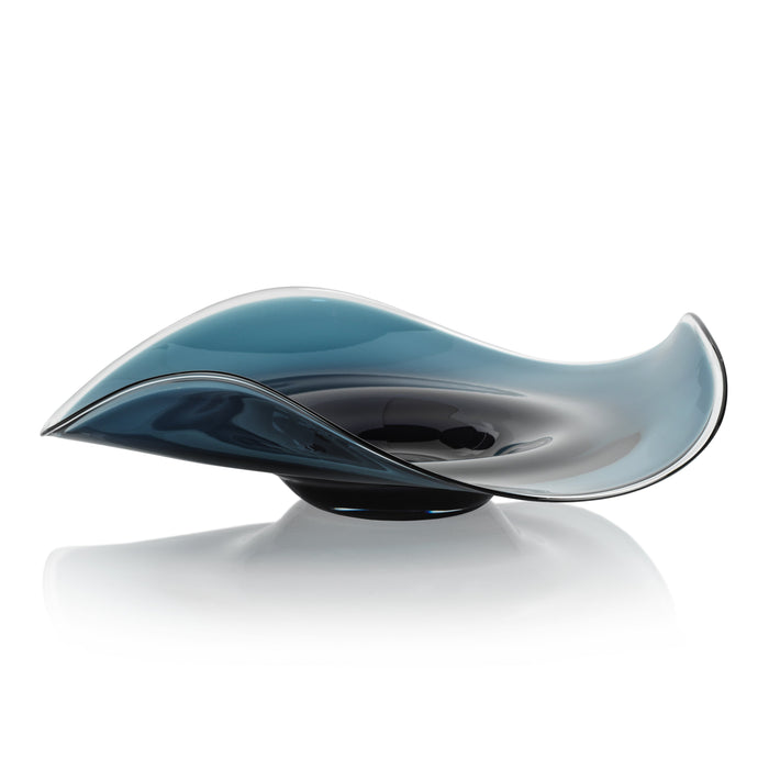 Royal Blue Wave Glass Decorative Bowl | Bone & Brass