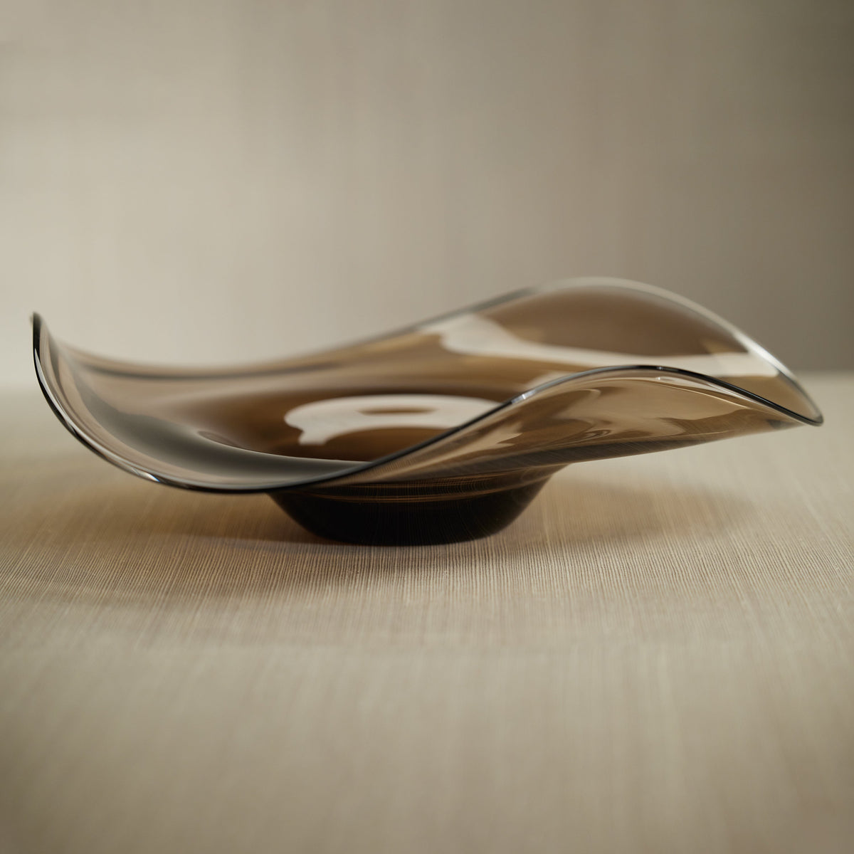 Royal Taupe Wave Glass Decorative Bowl - Bowl Detail | Bone & Brass