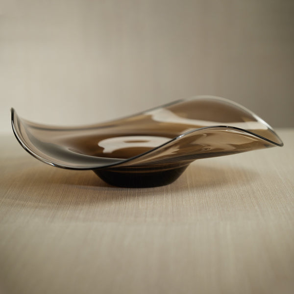 Royal Taupe Wave Glass Decorative Bowl - Bowl Detail | Bone & Brass