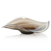 Royal Taupe Wave Glass Decorative Bowl | Bone & Brass