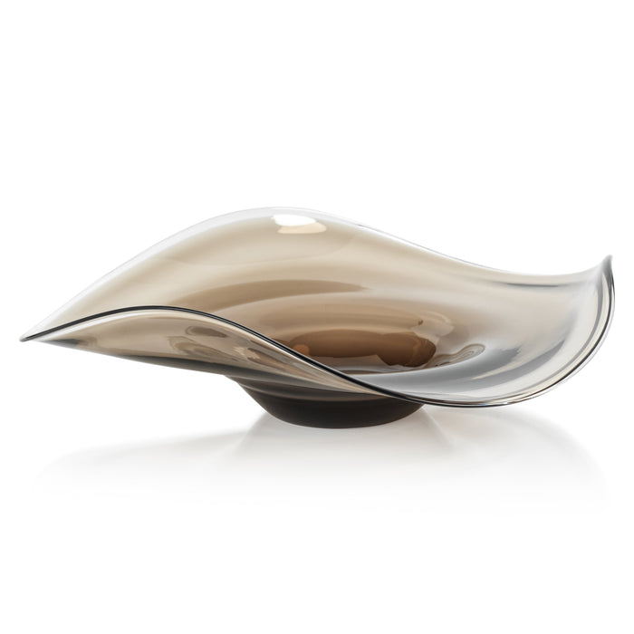 Royal Taupe Wave Glass Decorative Bowl | Bone & Brass