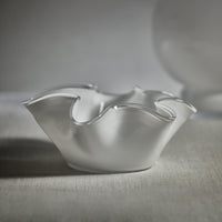 Royal White Glass Wave Decorative Bowl - Bowl Detail | Bone & Brass
