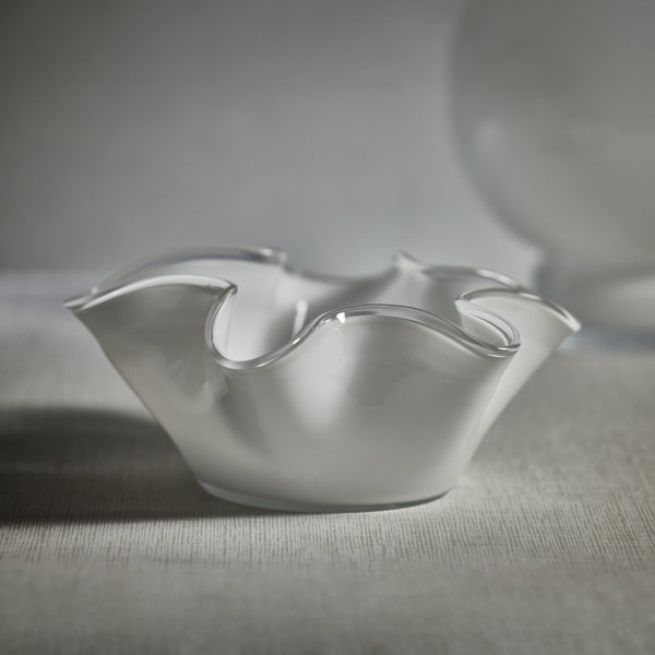 Royal White Glass Wave Decorative Bowl - Bowl Detail | Bone & Brass