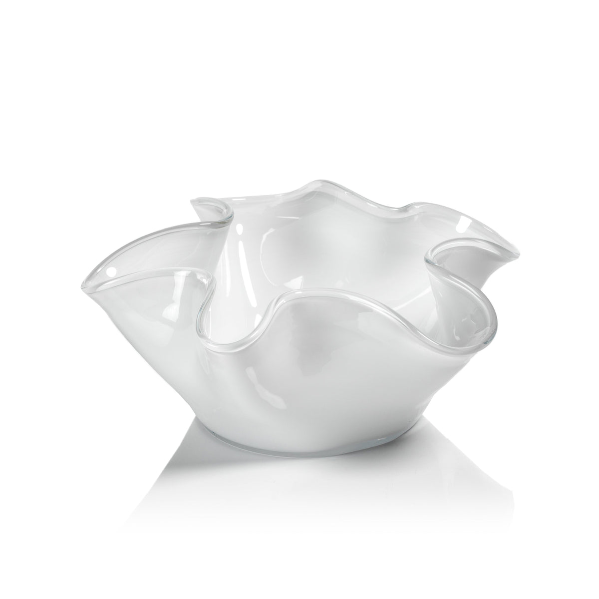 Royal White Glass Wave Decorative Bowl | Bone & Brass