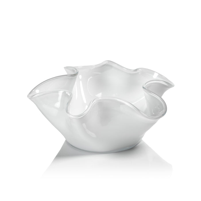Royal White Glass Wave Decorative Bowl | Bone & Brass
